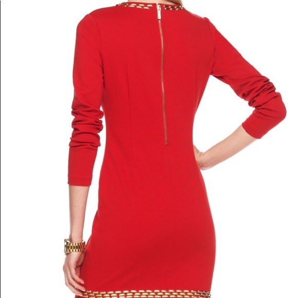 Michael Kors Red Oblong Studded Dress - Picture 3 of 4